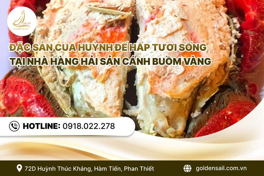Đặc sản cua Huỳnh đế hấp tươi sống tại nhà hàng Hải sản Cánh Buồm Vàng